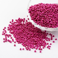 Honeyhandy 12/0 1.5~2mm Baking Paint Glass Seed Beads Loose Spacer Beads, Magenta Hole: 0.5~1mm, about 2890pcs/50g