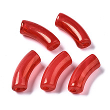 Honeyhandy Acrylic Beads, Imitation Gemstone, Curved Tube, Red, 34.5x13x11mm, Hole: 3.5mm