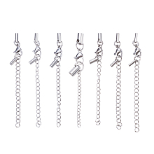 Unicraftale 304 Stainless Steel Curb Chain Extender, with Cord Ends and Lobster Claw Clasps, Stainless Steel Color, 25~42.5mm; 14sets/box