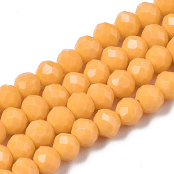 Arricraft Opaque Solid Color Glass Beads Strands, Faceted, Rondelle, Goldenrod, 4x3mm, Hole: 0.4mm, about 123~127pcs/strand, 17~17.5 inch(43~44cm)  ( EGLA-A034-P4mm-D21 )