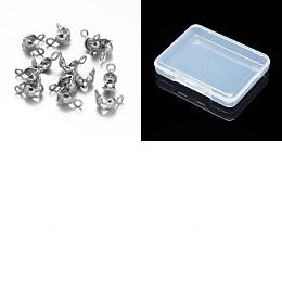 Unicraftale 500Pcs 304 Stainless Steel Bead Tips, Calotte Ends, Clamshell Knot Cover, Stainless Steel Color, 8x4mm, Hole: 1.2mm