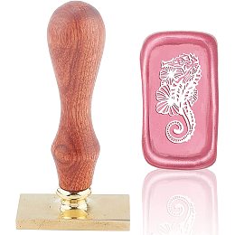 CRASPIRE Wax Seal Stamp Seahorse Vintage Brass Square Head Wooden Handle Removable Sealing Wax Stamp 25mm for Envelopes Wedding Invitations Wine Packages Christmas Halloween Xmas Party