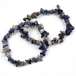 Honeyhandy Unisex Chip Natural Sodalite Beaded Stretch Bracelets, Inner Diameter: 1-3/4~2 inch(4.5~5cm)