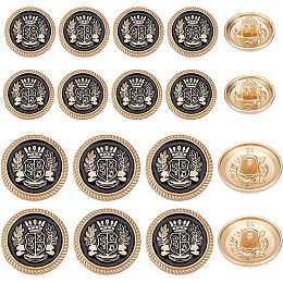 OLYCRAFT 80Pcs Metal Blazer Buttons Crown Badge Alloy Flat Round Buttons 15mm 20mm Antique Suits Button Set for Sewing Blazer, Suits, Coats, Uniform and Jacket - Matte Rose Gold & Black