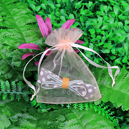 Honeyhandy Rectangle Organza Drawstring Bags, 9x7cm