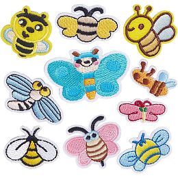 PandaHall Elite 80 Pieces Embroidery Patches, 8 Styles Bee Patches Dragonfly Patches Butterfly Insect Patches, Sewing Applique Patches, Hand Ironed Patches for Jackets Jeans Dresses Pants Decoration