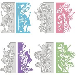 GLOBLELAND 4pcs Fairy Lace Edge Border Metal Cutting Dies Template Molds with Flower Pattern for DIY Scrapbooking Greeting Cards Making Album Envelope Decoration,Matte Platinum