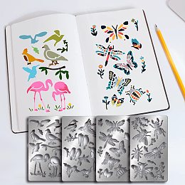 FINGERINSPIRE 4 Pcs Animals Theme Cutting Dies Stencil Metal Template Molds, Bird Butterfly Dragonfly Stainless Steel Embossing Tool Die Cuts for Card Making Scrapbooking DIY Etched Dies Decoration