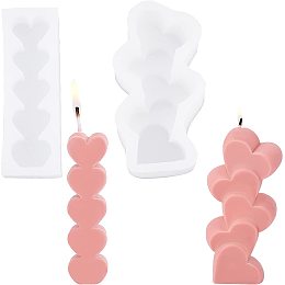 SUPERFINDINGS 2 Style Heart Candle Silicone Mold 3D Stacking Hearts Shape Resin Casting Mold 3D Scattered Love Candle Mold for Chocolate Candy Fondant Handmade Candles