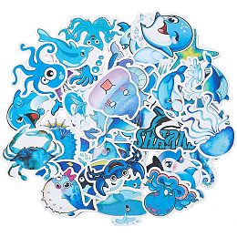 HOBBIESAY 98Pcs Ocean Animal Stickers Shark Turtle Jellyfish Octopus Whale Starfish Sticker Vinyl Waterproof Multicolor Cartoon Decals for Water Bottles Laptop Phone Skateboard Decoration