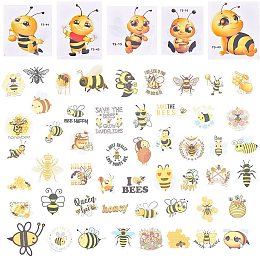 NBEADS 55 Pcs Honey Bee Sticker, Yellow PVC Waterproof Cartoon Decals Scrapbook Stickers Car Decoration Bee Cutouts Stickers for Classroom Bulletin Board, Shower Spring Party Decoration