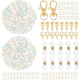 OLYCRAFT 58Pcs Jewelry Chain Beaded Rosary Link Chains 6.5 Feet Glass Rectangle Beaded Link Chains with Alloy Clasps Jump Rings End Chains Brass Snap on Bails for Bracelet Necklace Jewelry Making