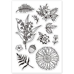 GLOBLELAND Flower Leaves Clear Stamps Silicone Stamp Cards Daisy Bells Flower Clear Stamps for Card Making Decoration and DIY Scrapbooking