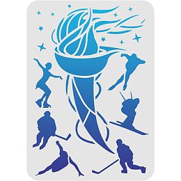 FINGERINSPIRE Winter Sport Stencils 11.7x8.3 inch A4 Plastic Ski Skating Drawing Painting Stencils Torch Star Wall Stencils Reusable Stencils for Painting on Wood, Floor, Wall and Tile