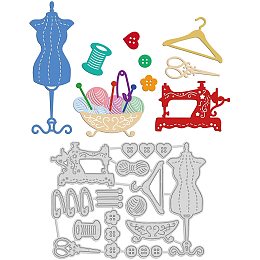 GLOBLELAND Sewing Machine Metal Cutting Dies Coat Hanger Die Cuts for DIY Scrapbooking Festival Birthday Wedding Cards Making Album Envelope Decoration,Matte Platinum