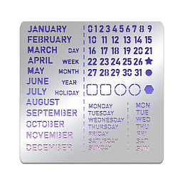 BENECREAT Month Metal Journal Stencil, Calendar Stainless Steel Stencil Template for Notebook Diary Scrapbook, DIY Drawing, Wood Burning, Engraving, 6x6 inch