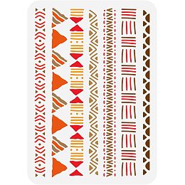 FINGERINSPIRE Mudcloth Elements Pattern Stencil 8.3x11.7inch Tribal Borders Drawing Template African Boho Floral Frame Stencils for Painting on Wood Wall Fabric Paper Furniture