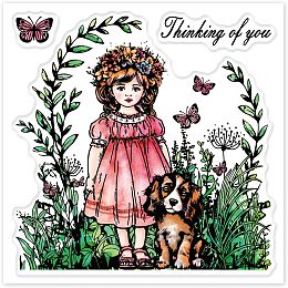 GLOBLELAND Retro Figures Clear Stamps for DIY Scrapbooking Dog Silicone Clear Stamp Seals Transparent Stamps for Cards Making Photo Album Journal Home Decoration