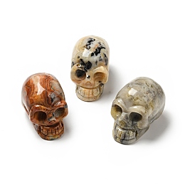 Honeyhandy Halloween Natural Crazy Agate Display Decorations, Home Decorations, Skull, 35~37x30~31x48~50.5mm