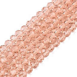 Glass Beads Strands, Faceted, Rondelle, Dark Salmon, 4mm, Hole: 0.9mm, about 113~115pcs/strand, 16.14~16.34 inch(41~41.5cm)