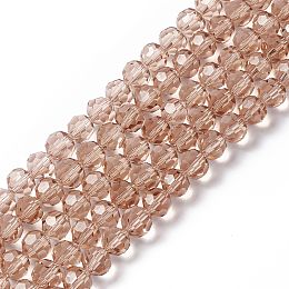 Honeyhandy Glass Beads Strands, Faceted, Round, BurlyWood, 8mm, Hole: 1.5mm, about 66~67pcs/strand, 15.12 inch~15.35 inch(38.4~39cm)