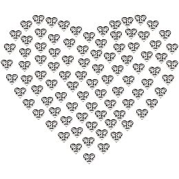 DICOSMETIC 100Pcs Heart Shape Spacer Beads Tibetan Style Alloy Heart with Butterfly Beads Antique Silver European Beads Alloy Loose Beads for Jewelry Making, Hole: 1.6mm