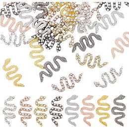 OLYCRAFT 32Pcs 8Style 3D Snake Nail Charms with Rhinestones Alloy Snake Charms for Nails Gold Silver Pink Yellow Rhinestones Flat Back Nail Jewelry Accessories for Women DIY Crafts Nail Art Decoration