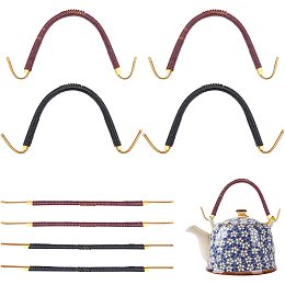 PandaHall Elite 8pcs Teapot Handle Replacement Wired Bag Metal Handles Adjustable Dobin Handle for Ceramic Pottery Tea Pots Chinese Teapots Handbag Purses, Black/Brown