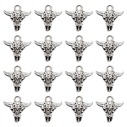 SUNNYCLUE 1 Box 50Pcs Cow Charms Tibetan Style Bull Charms Ox Charm Western Cattle Head Charm Animal Head Antique Silver Cowboy Halloween Charms for Jewelry Making Charm DIY Earrings Necklace Craft