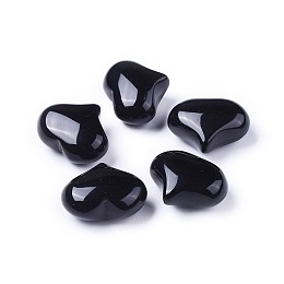 Honeyhandy Natural Black Onyx Beads, No Hole/Undrilled, Heart, 20x25x11~13mm