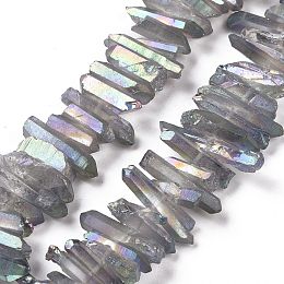 Honeyhandy Natural Quartz Crystal Points Beads Strands, Dyed, Nuggets, Light Grey, 15~30x4~8x4~7mm, Hole: 1mm, 8 inch