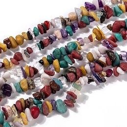 Honeyhandy Natural & Synthetic Gemstone Chips Beads Strands, 5~8x5~8mm, Hole: 1mm, about 32 inch