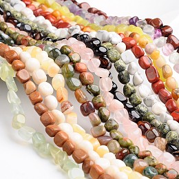 Honeyhandy Nuggets Natural & Synthetic Mixed Gemstone Bead Strands, 5~7x6~8mm, Hole: 1mm, about 59~65pcs/strand, 15.74 inch