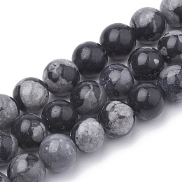 Honeyhandy Synthetic Snowflake Obsidian Beads Strands, Round, 8mm, Hole: 1mm, about 48pcs/strand, 15.5 inch