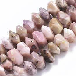 Honeyhandy Natural Pink Opal Beads Strands, Nuggets, Faceted, 9.5~11x6~7mm, Hole: 1.2mm, about 30~32pcs/strand, 7.48 inch(19cm)