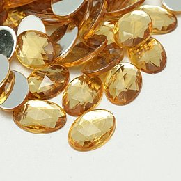 Honeyhandy Imitation Taiwan Acrylic Rhinestone Cabochons, Faceted, Flat Back Oval, Light Khaki, 18x13x4mm, about 500pcs/bag