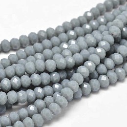 Arricraft Faceted Rondelle Glass Beads Strands, Cadet Blue, 6x4mm, Hole: 1mm, about 94pcs/strand, 17 inches