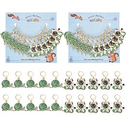 NBEADS 12 Pcs Yarn Ball and Cat Stitch Markers, Alloy Enamel Crochet Stitch Marker Charms Removable Dangle Locking Stitch Marker for Knitting Weaving Sewing Accessories Quilting Jewelry Making