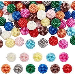 Arricraft 110 Pcs Chunk Beads, 19mm Chunky Bubblegum Beads Colorful Large Abs Plastic Pearl Berry Beads Resin Round Spacer Beads Bracelets Earrings Supplies Mixed Color DIY Craft