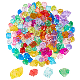 PandaHall Elite 160Pcs 4 Style Transparent Acrylic Beads, No Hole/Undrilled, Mixed Color, Mixed Shapes, 11~24x11~16x11~15mm, 40pcs/style