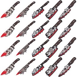 SUNNYCLUE 1 Box 20Pcs Knife Charms Bloody Knives Charms Bulk Halloween Fake Knife Gothic Style Black Skull Charm Skeleton Head Double Sided Flower Blood Mini Knife Charm for Jewelry Making Charms