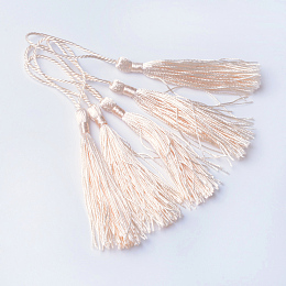 Honeyhandy Polyester Tassel Decorations, Pendant Decorations, Bisque, 130x6mm, Tassel: 70~90mm