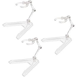 FINGERINSPIRE 3 Sets Action Figure Stand Flexible Action Base Holder A-Shape Base Stand for Gundam Action Figures DIY Model Support Stand for 1/144 SD BB Gundam Figure Models, Clear