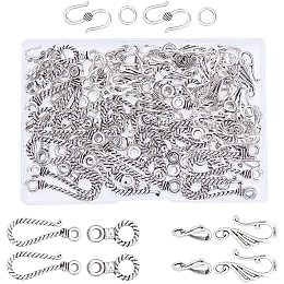 arricraft 60 Sets 3 Styles Alloy S-Hook Clasps, Tibetan Style Hook Ring Toggle Clasps End Antique Silver Jewelry Connector for Necklace Bracelet Jewelry Making Supplies Findings Accessories