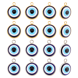 Arricraft 32 Pcs Evil Eye Charm, Resin Evil Eye Pendant Charms Flat Round Resin Beads Pendants for DIY Necklace Bracelet Jewelry Making