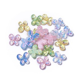 Honeyhandy Resin Cabochons, with Paillette, Butterfly, Mixed Color, 20x21x7mm