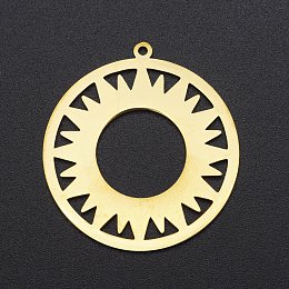 Honeyhandy 201 Stainless Steel Solar Eclipse Pendants, Laser Cut, Ring with Sun, Golden, 33x30.5x1mm, Hole: 1.4mm