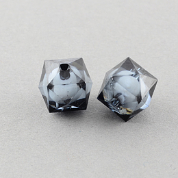 Honeyhandy Transparent Acrylic Beads, Bead in Bead, Faceted Cube, Gray, 10x9x9mm, Hole: 2mm, about 1050pcs/500g