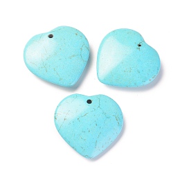 Honeyhandy Synthetic Turquoise Pendants, Dyed, Heart, Sky Blue, 40x40x11mm, Hole: 3mm