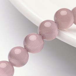 Honeyhandy Cat Eye Beads, Round, Plum, 8mm, Hole: 1mm, 15.5 inch/strand, about 49pcs/strand